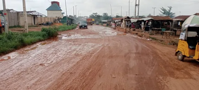 Road construction in Anambra State: waterlogged earth road before reconstruction